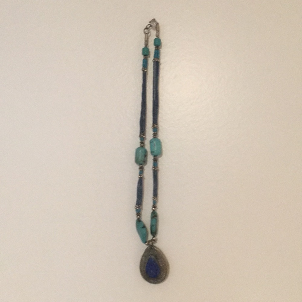 Unique blue stone necklace, a gift from Pakistan.